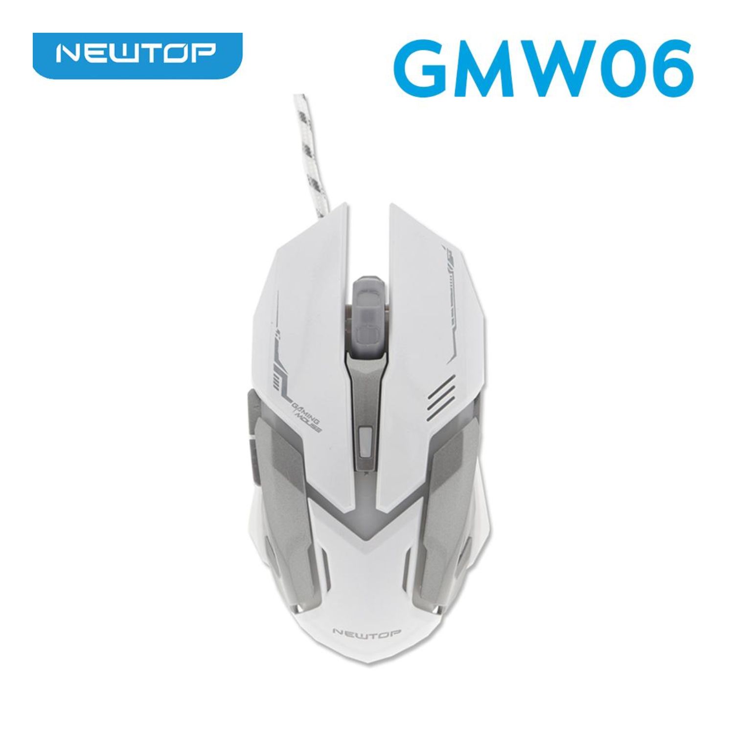 NewTop GMW06 Mouse Gaming Cablato - 6 Pulsanti, 4 DPI, RGB - Bianco