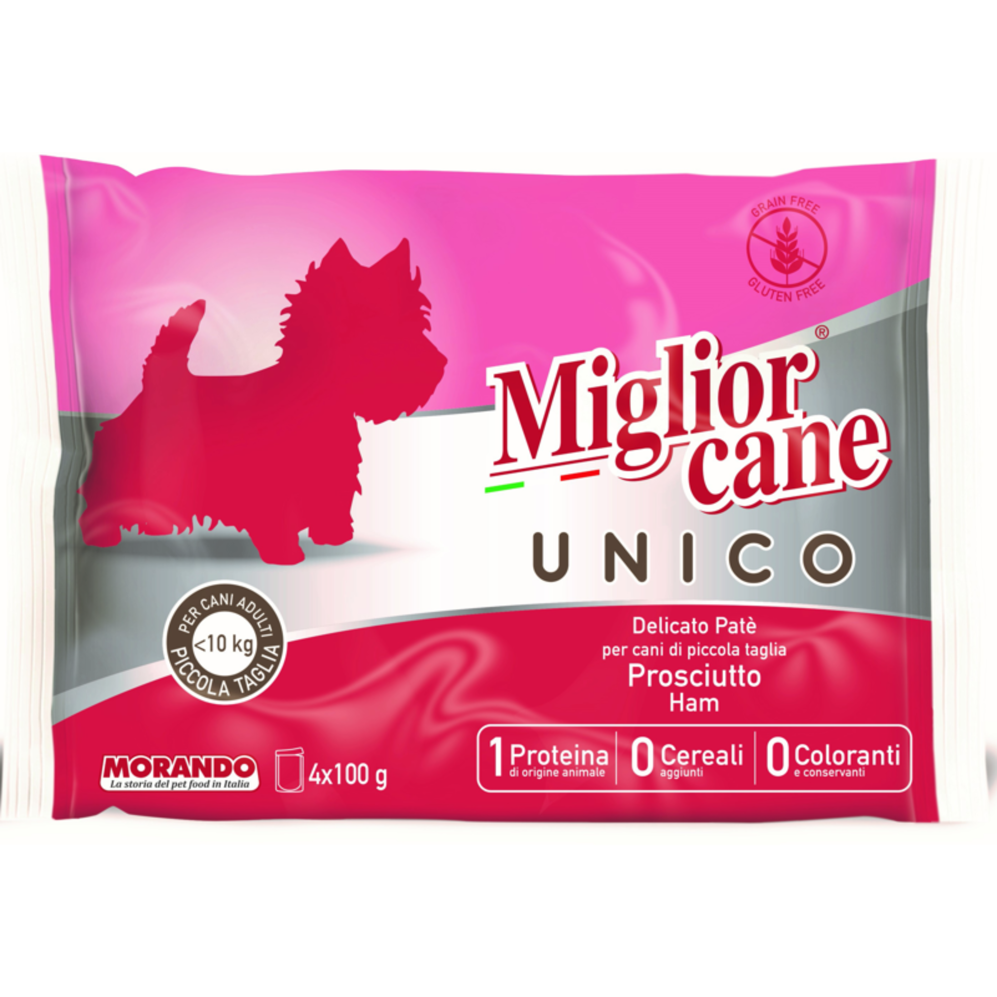 Delicato Paté Prosciutto Miglior Cane Unico Piccola Taglia 4x100g