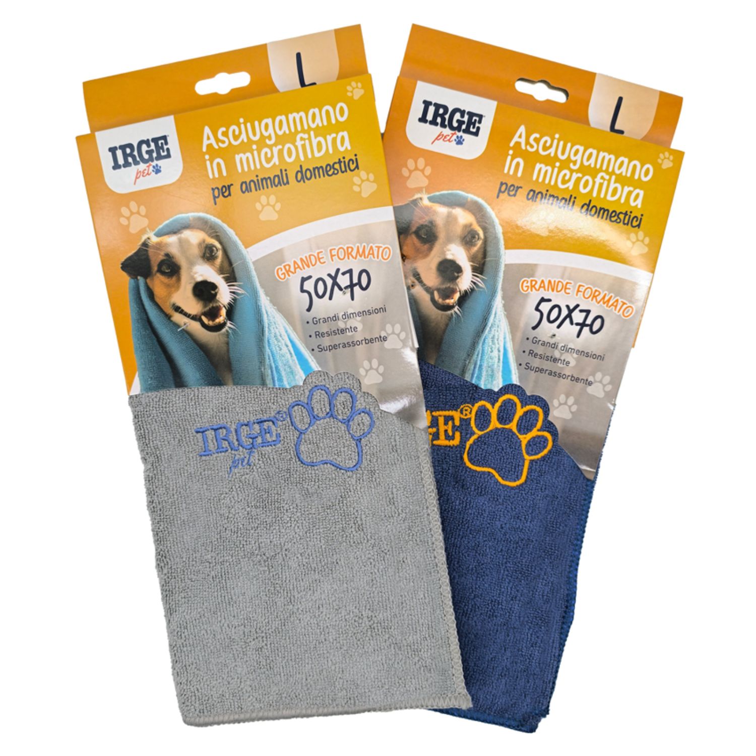 IRGE Pet Asciugamano In Microfibra Per Animali Domestici 50x70 Colori Assortiti