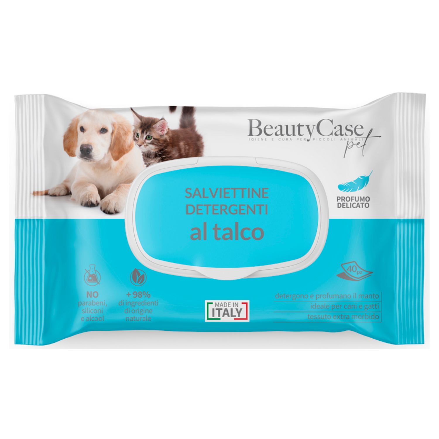 Beautycase Pet Salviettine Detergenti Al Talco 40 Pezzi