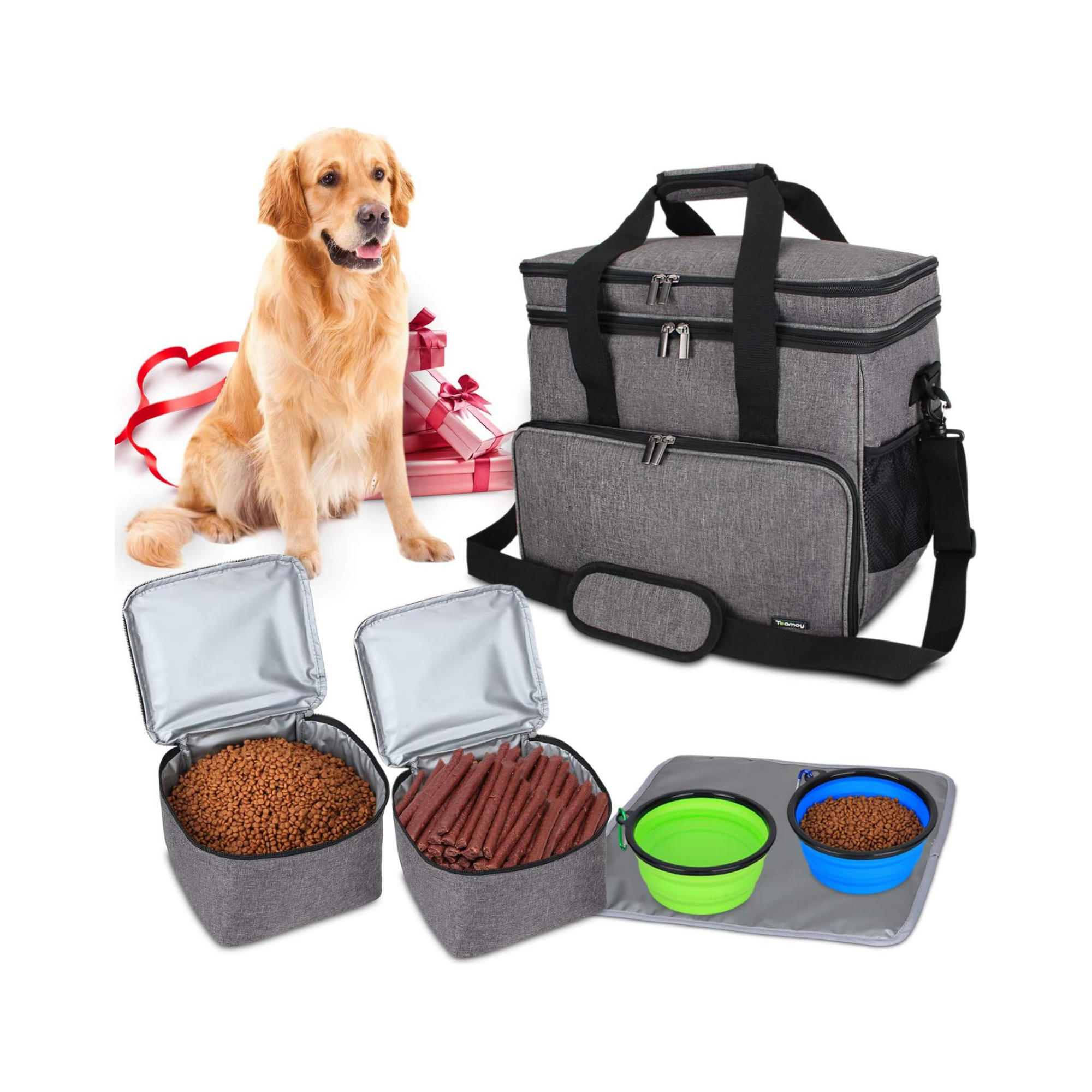 Teamoy Borsa da Viaggio per Cani con Ciotole Pieghevoli