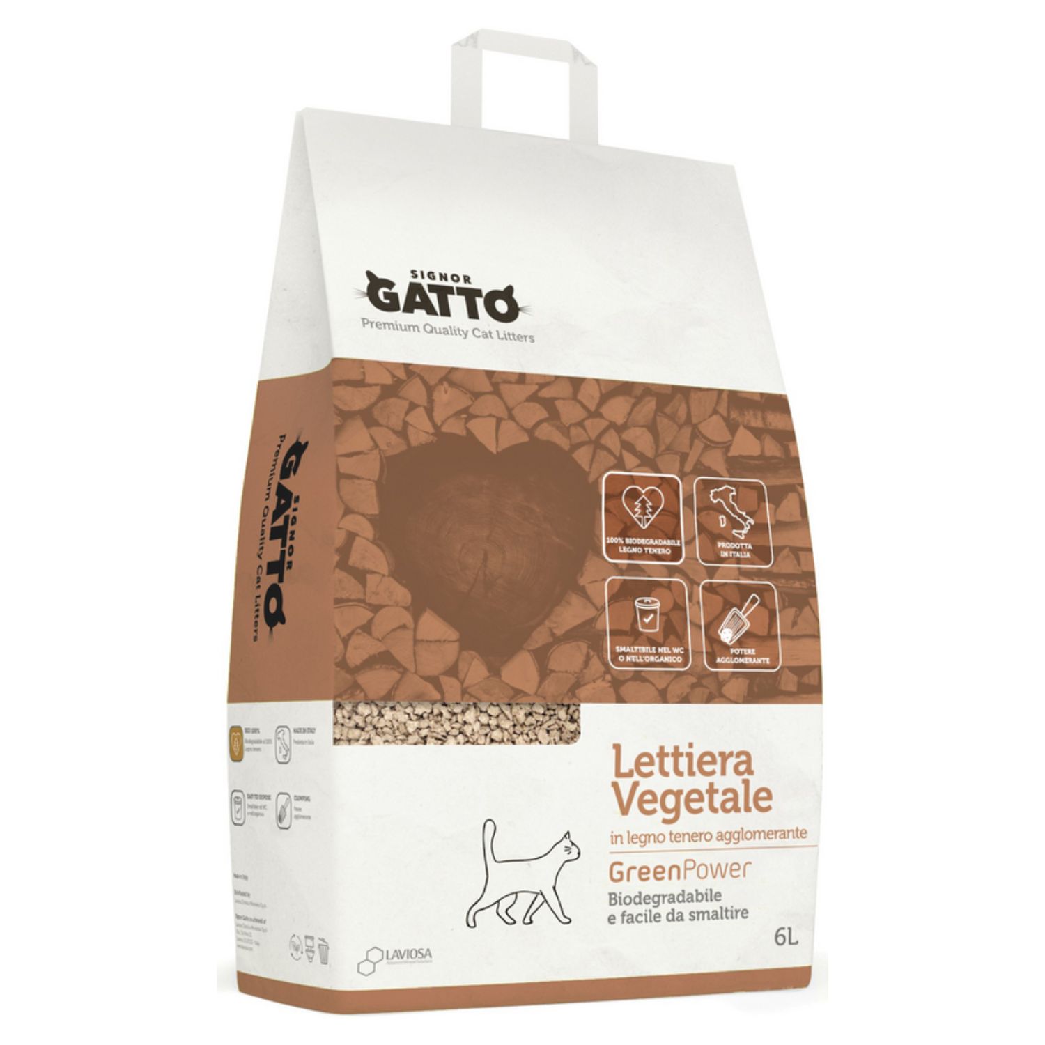 Signor Gatto Lettiera Vegetale Green Power Biodegradabile 6 L