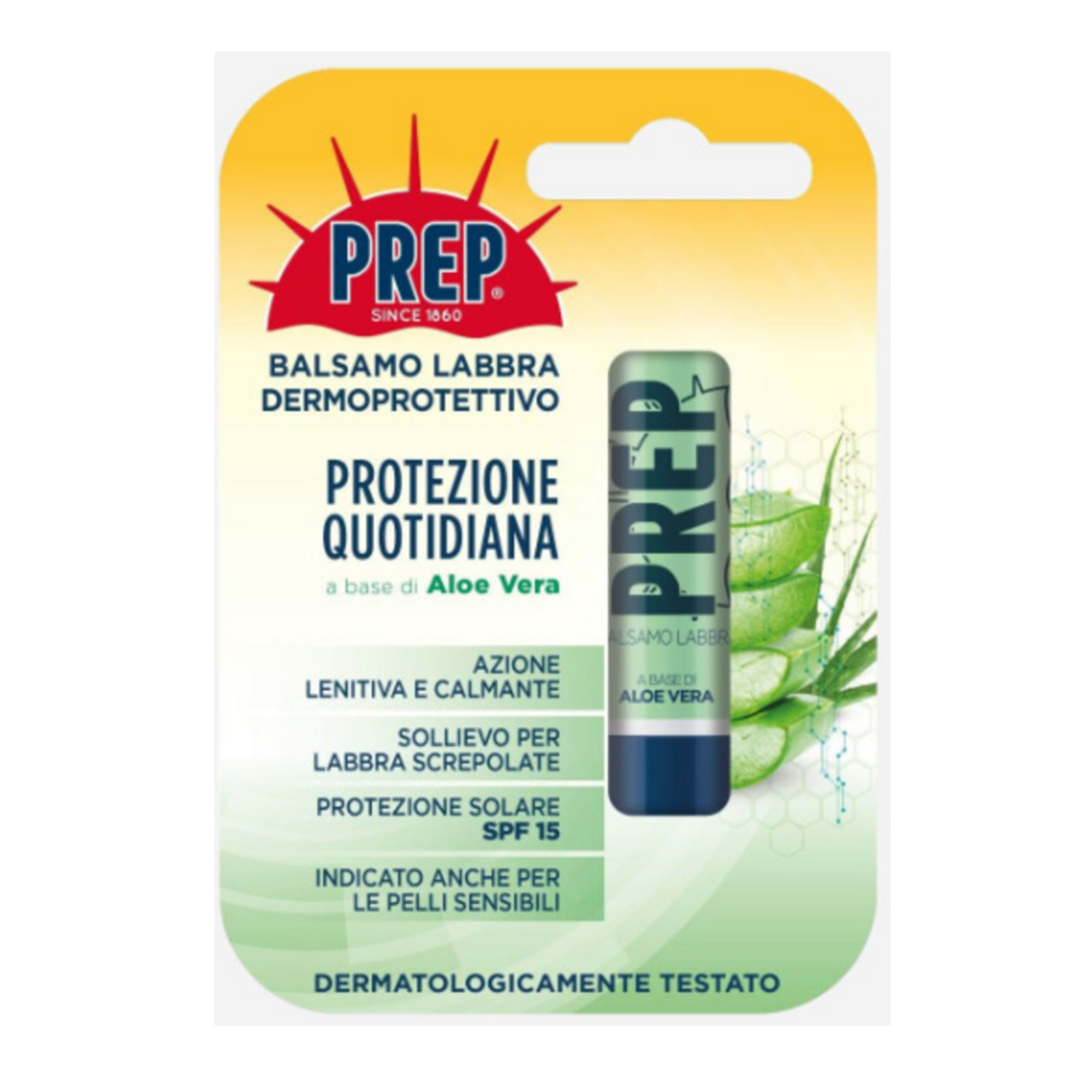 Balsamo Labbra Dermoprotettivo Prep Protezione Quotidiana Aloe Vera SPF 15