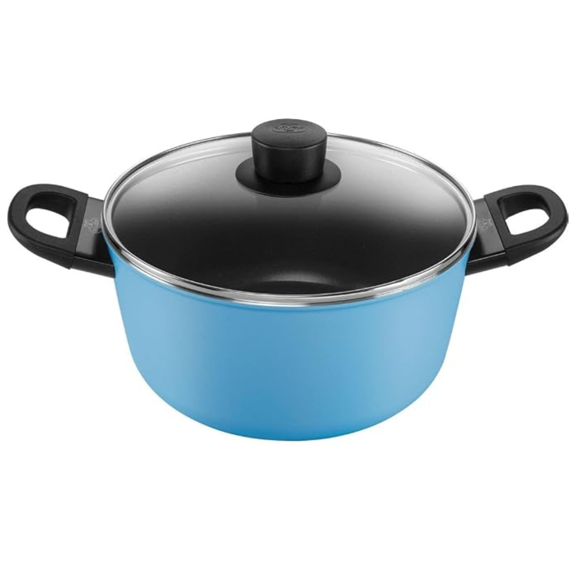 Ballarini Caprera BC Casseruola Antiaderente 24 cm Blue con Coperchio in Vetro – 2 Manici – Azzurra