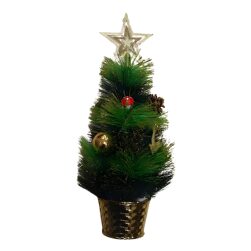 Albero Di Natale Decorato Con Stella Oro In Vaso 45 Cm