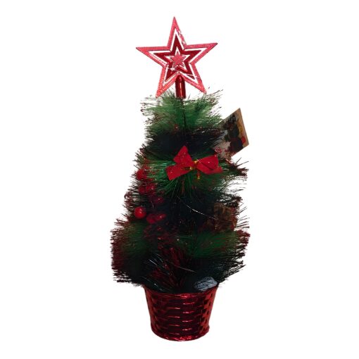 Albero Di Natale Decorativo Rosso Con Stella In Vaso 45 Cm