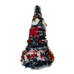 Decorazione Natalizia A Forma Di Albero Con Babbo Natale E Fiocchi Rossi 60 Cm