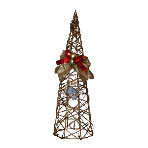 Decorazione Natalizia A Forma Di Albero In Metallo Bronzo Con Fiocco 60 Cm