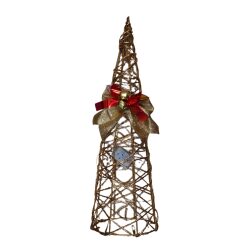 Decorazione Natalizia A Forma Di Albero In Metallo Bronzo Con Fiocco 60 Cm