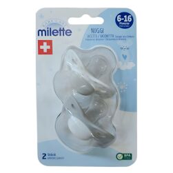 Succhietti In Silicone Baby Care Milette 6–16 Mesi 2 Pezzi BIANCO