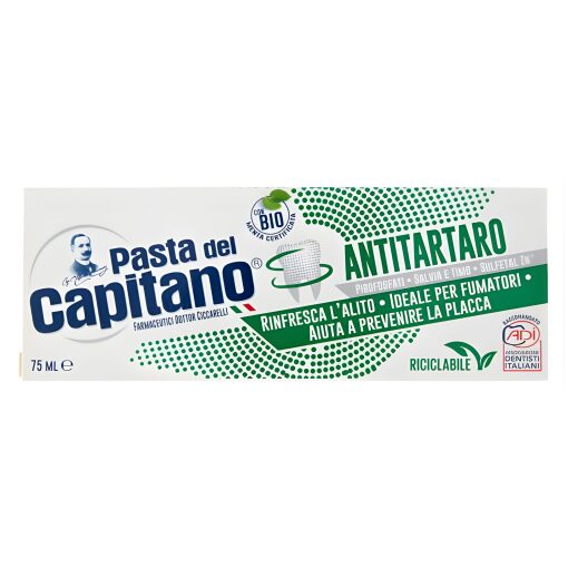 PASTA DEL CAPITANO ANTITARTARO CON BIO MENTA CERTIFICATA 75 ML