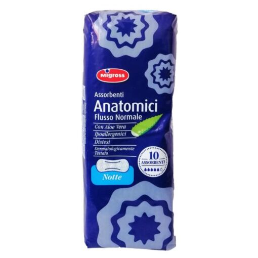 Assorbenti Anatomici Notte Con Aloe Vera Migross x10