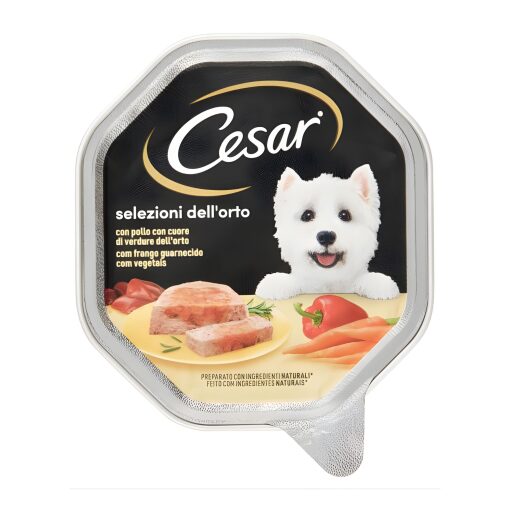 Cesar Selezioni Dell’Orto Cibo Umido Cane In Vaschetta Con Pollo E Cuore Di Verdure Dell’Orto 150g