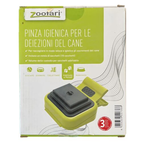 Pinza Raccogli Escrementi Per Cani Zoofari Con Sacchetti - Verde chiaro