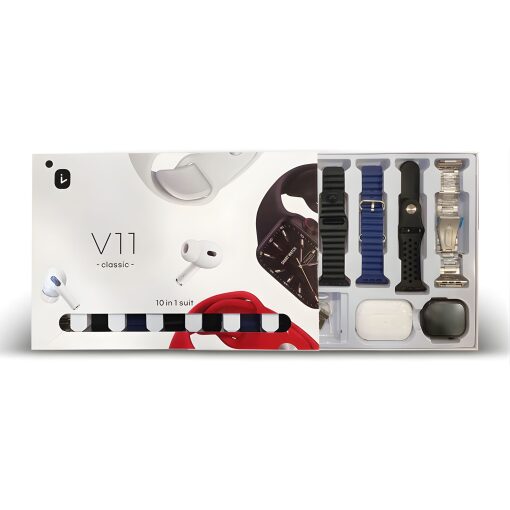 Kit Accessori Smartwatch E Auricolari V11 Classic 10 In 1