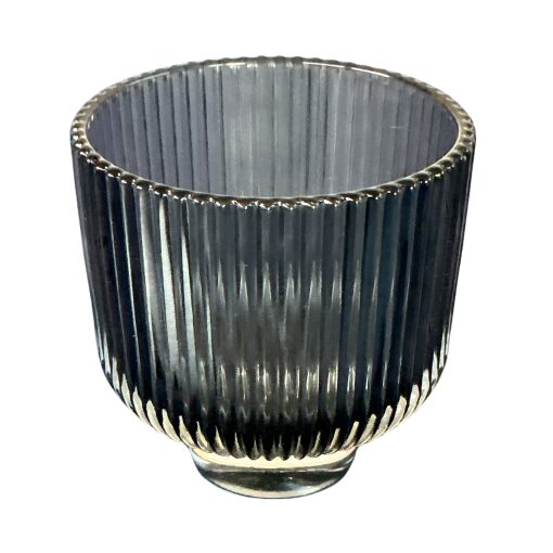 Brigitte Home Set 4 Portacandele In Vetro Rigato Fumé