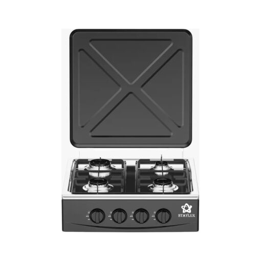 Fornellone A Gas 4 Fuochi Con Coperchio In Cristallo Temperato Staylux