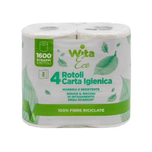 Carta Igienica 100% Fibre Riciclate 2 Veli Wita Eco 4 Rotoli