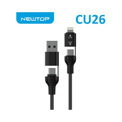 Cavo Multiplо 4 In 1 NEWTOP CU26 USB 3.0 Type-C A Type-C 60W Lightning 27W