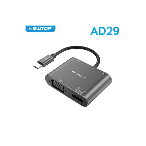 Hub Type-C 4 In 1 Con USB 3.0 HDMI E VGA NEWTOP AD29