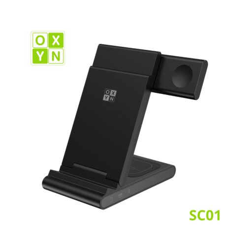Supporto Di Ricarica Wireless Magnetico 3 In 1 OXYN SC01 Nero