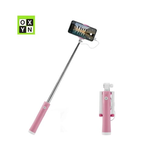 OXYN Selfie Stick Con Pulsante Wired Rosa