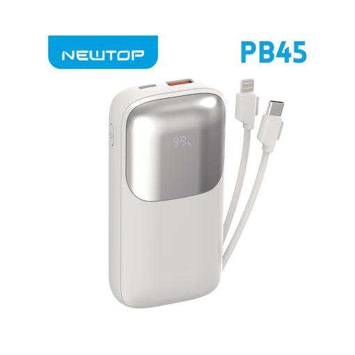 Power Bank 10000 mAh Con Cavi Integrati Ricarica Ultra Rapida 22.5W NEWTOP PB45