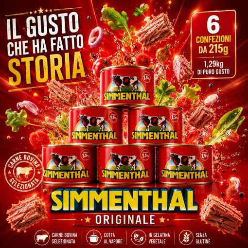Confezione da 6 di Simmenthal Classica 215 g – Carne in Gelatina Pronta da Gustare