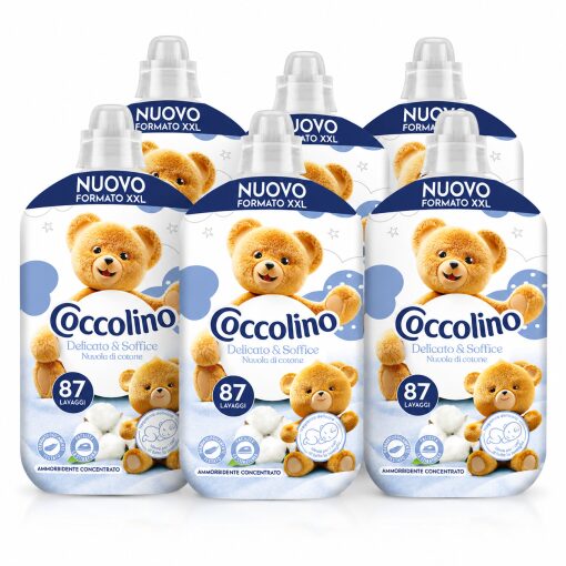 6xAmmorbidente concentrato Coccolino Delicato & Soffice Nuvola di Cotone 87 lavaggi Formato XXL